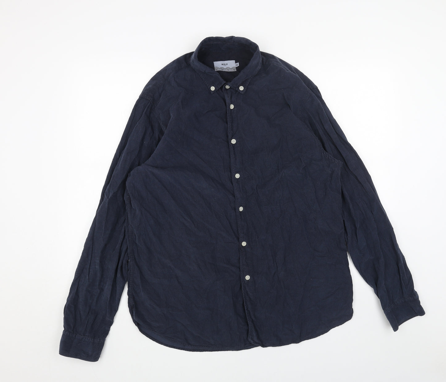 Wax Mens Blue Cotton Button-Up Size 2XL Collared Button