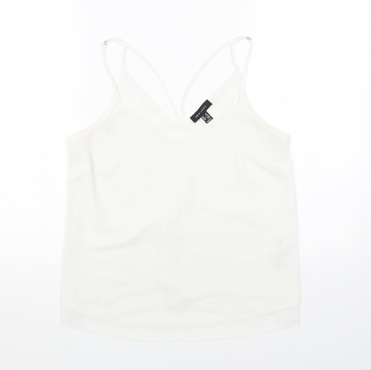 New Look Womens White Polyester Basic Tank Size 10 Round Neck