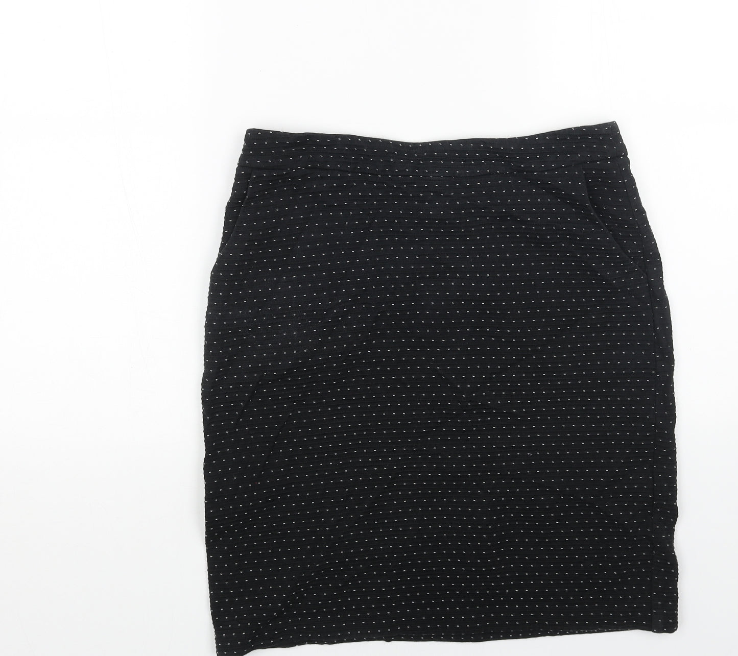 Laura Ashley Womens Black Polka Dot Polyester Straight & Pencil Skirt Size 10 Zip