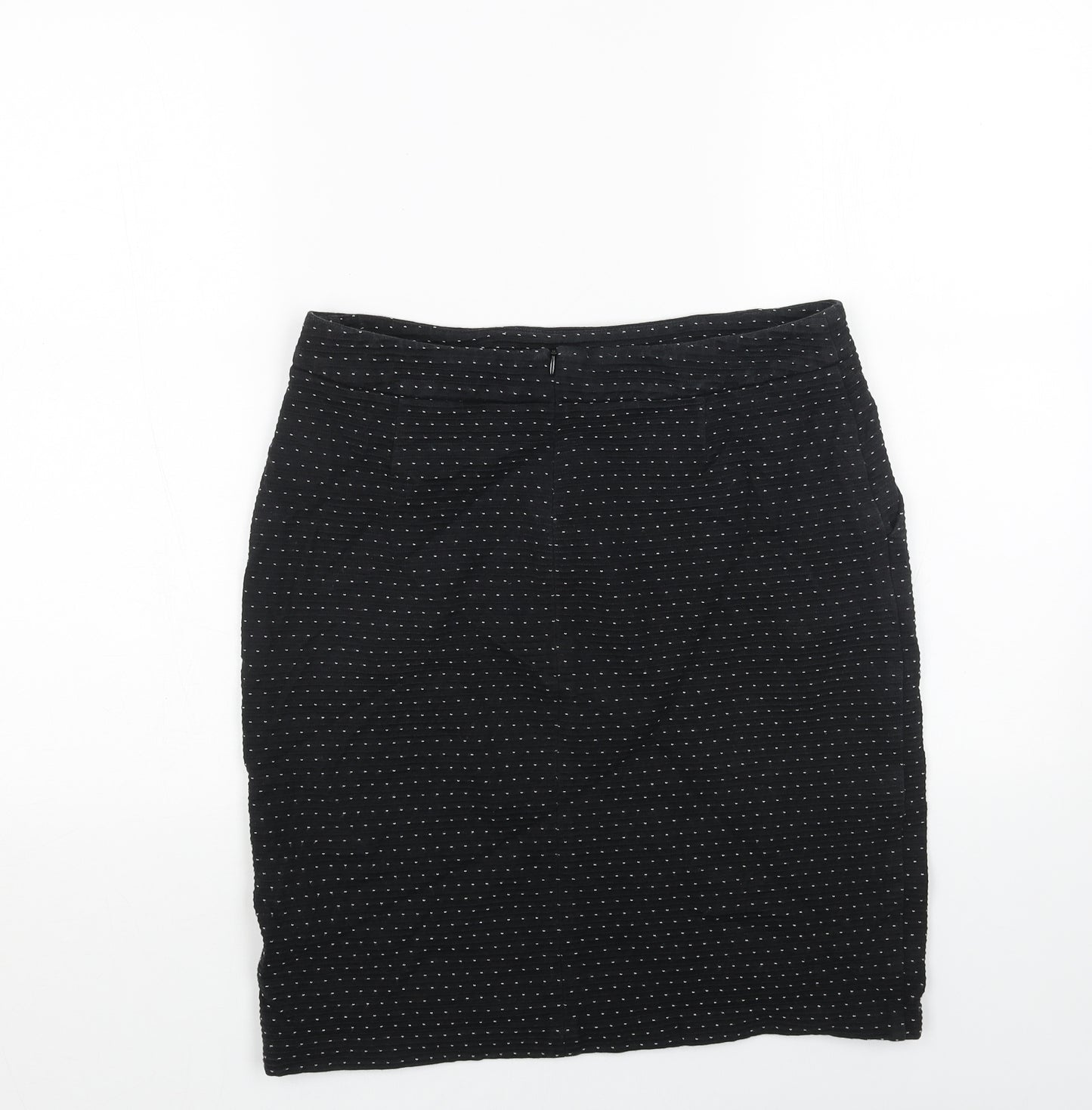Laura Ashley Womens Black Polka Dot Polyester Straight & Pencil Skirt Size 10 Zip