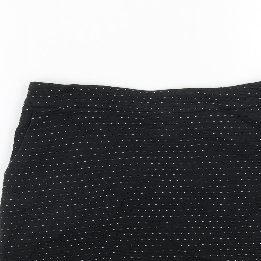 Laura Ashley Womens Black Polka Dot Polyester Straight & Pencil Skirt Size 10 Zip