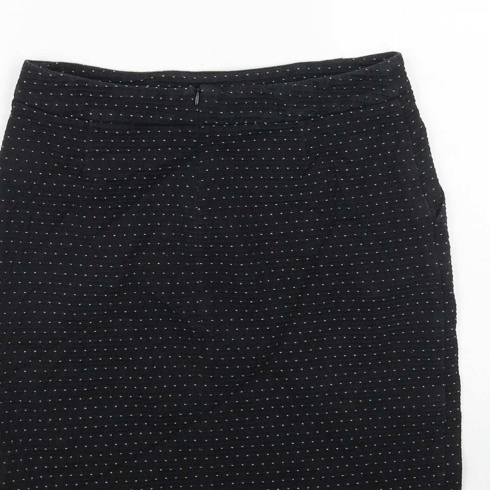 Laura Ashley Womens Black Polka Dot Polyester Straight & Pencil Skirt Size 10 Zip