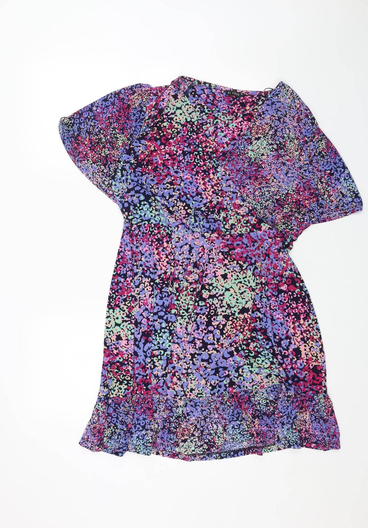 Et Vous Womens Multicoloured Geometric Polyester Trapeze & Swing Size 16 Round Neck Pullover