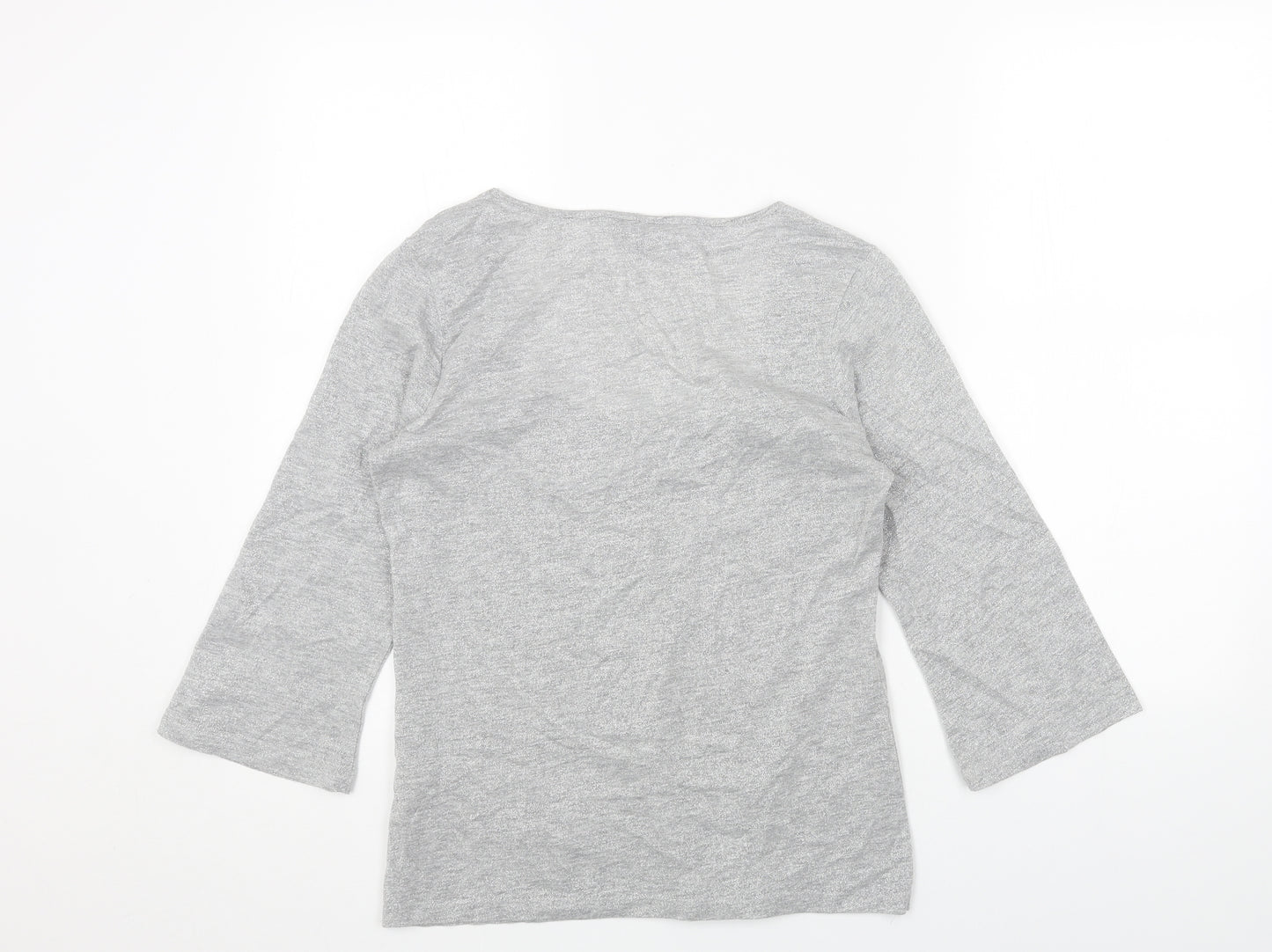 Per Una Womens Grey Scoop Neck Geometric Polyester Pullover Jumper Size 12