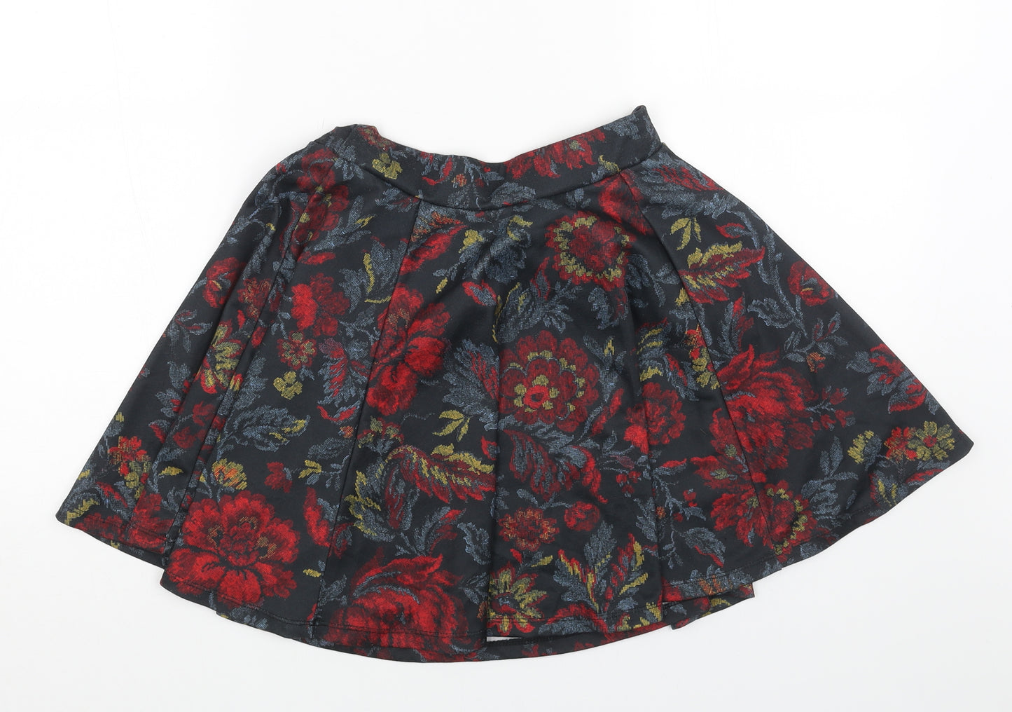 Primark Womens Red Floral Polyester Skater Skirt Size 8