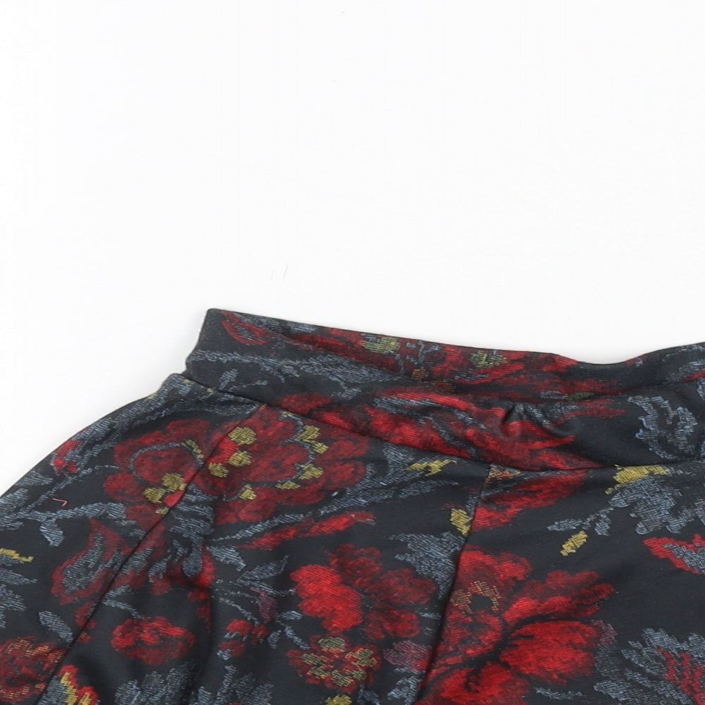 Primark Womens Red Floral Polyester Skater Skirt Size 8