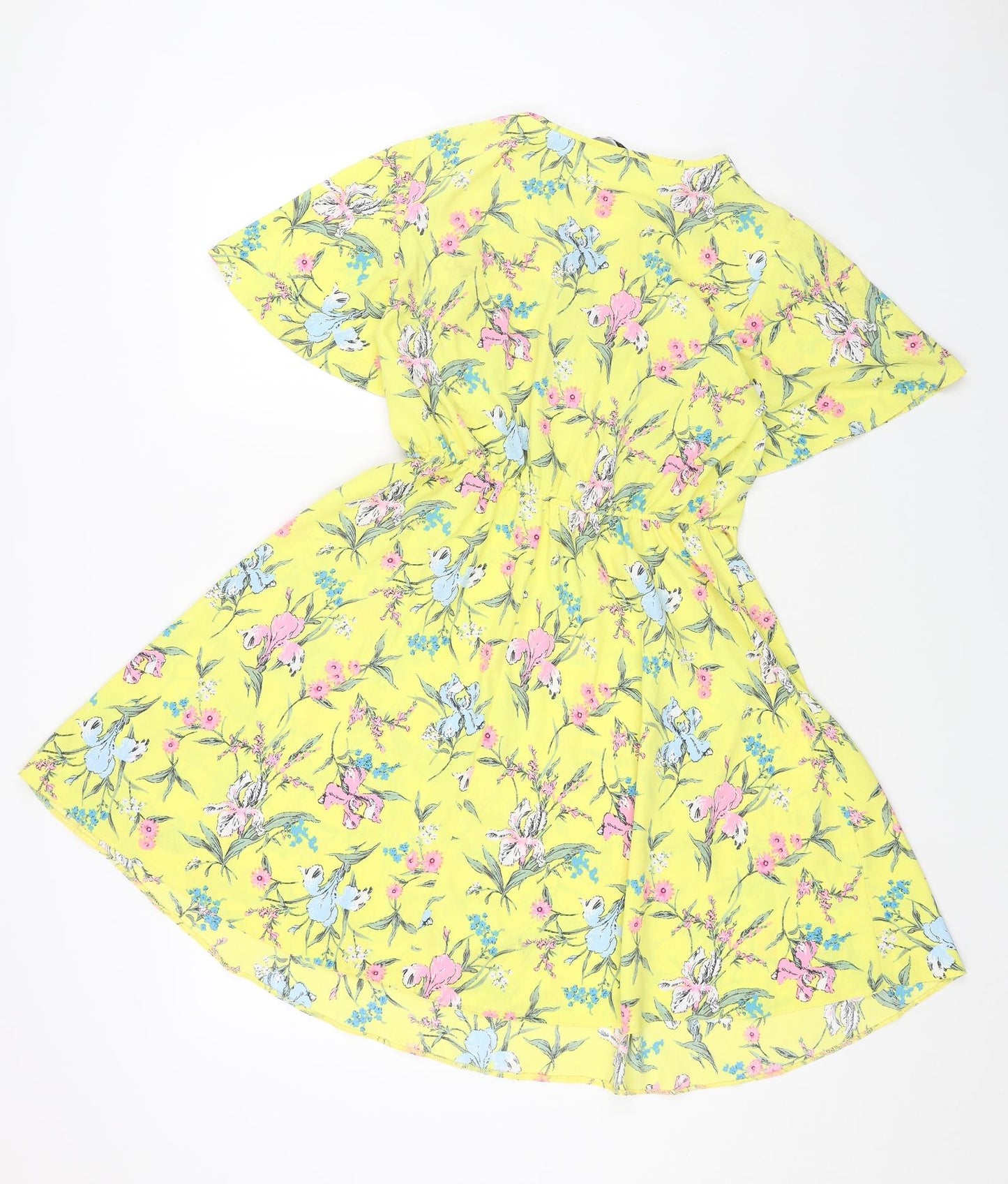George Womens Yellow Floral Polyester Fit & Flare Size 8 V-Neck Pullover