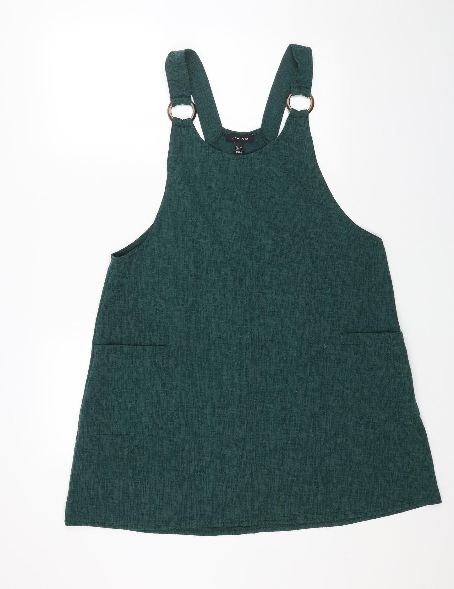 New Look Womens Green Polyester Pinafore/Dungaree Dress Size 18 Scoop Neck Pullover