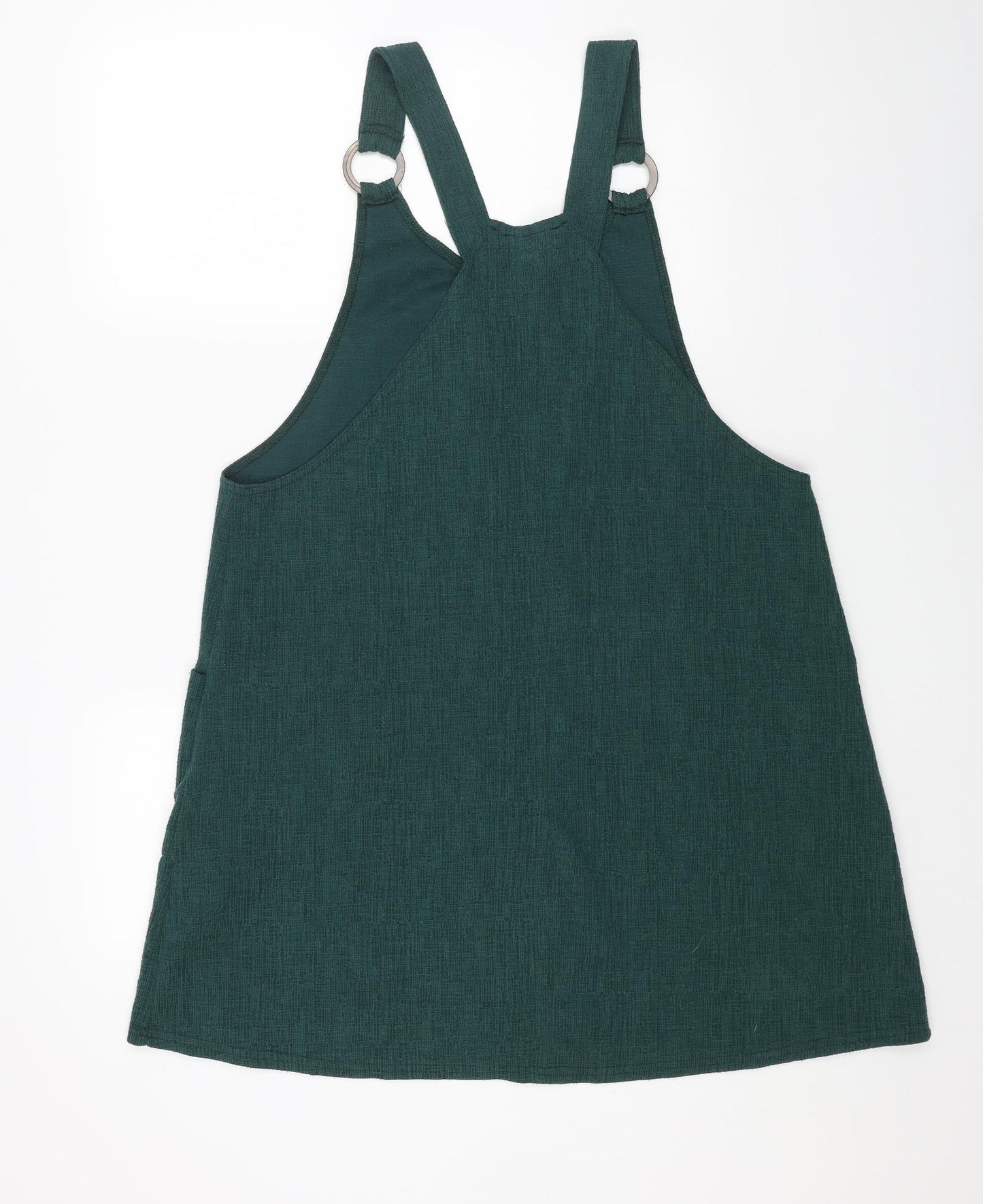 New Look Womens Green Polyester Pinafore/Dungaree Dress Size 18 Scoop Neck Pullover