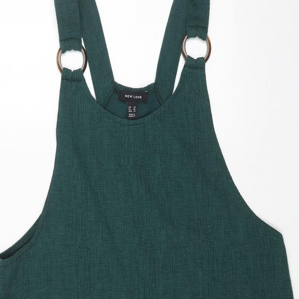 New Look Womens Green Polyester Pinafore/Dungaree Dress Size 18 Scoop Neck Pullover