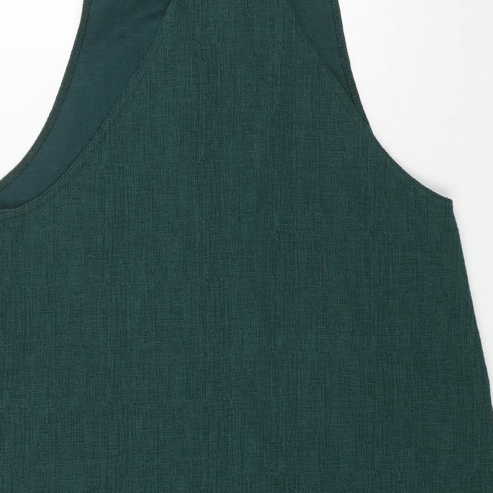 New Look Womens Green Polyester Pinafore/Dungaree Dress Size 18 Scoop Neck Pullover