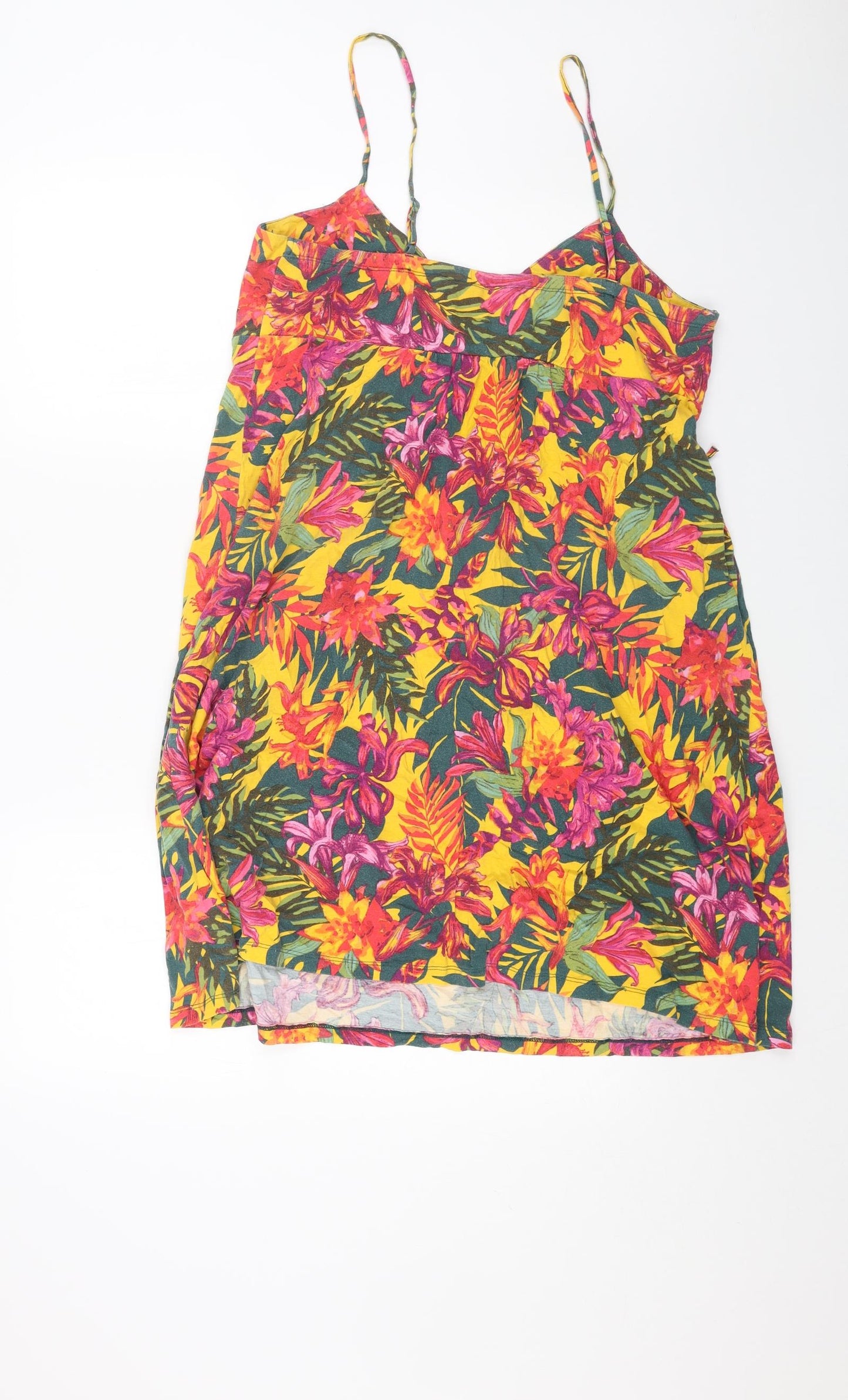 MANTARAY PRODUCTS Womens Multicoloured Floral Cotton Tank Dress Size L V-Neck Pullover