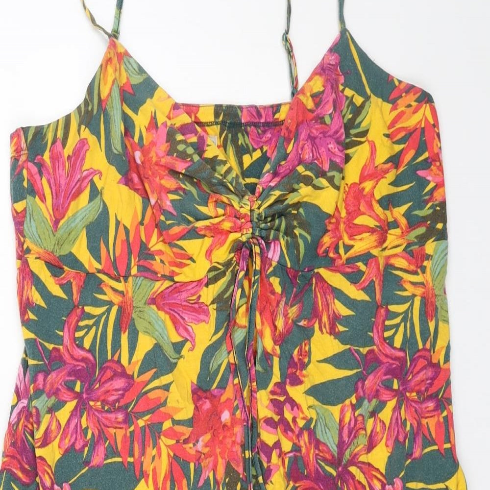 MANTARAY PRODUCTS Womens Multicoloured Floral Cotton Tank Dress Size L V-Neck Pullover