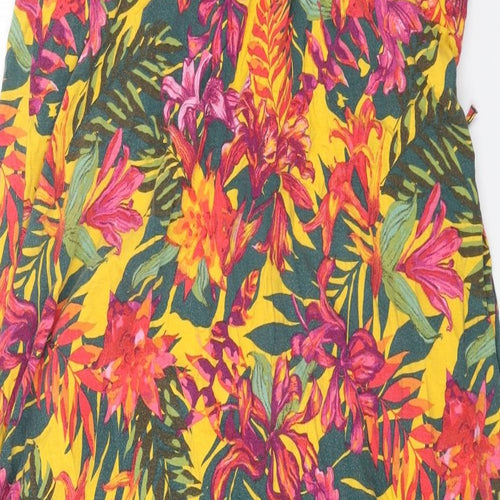 MANTARAY PRODUCTS Womens Multicoloured Floral Cotton Tank Dress Size L V-Neck Pullover