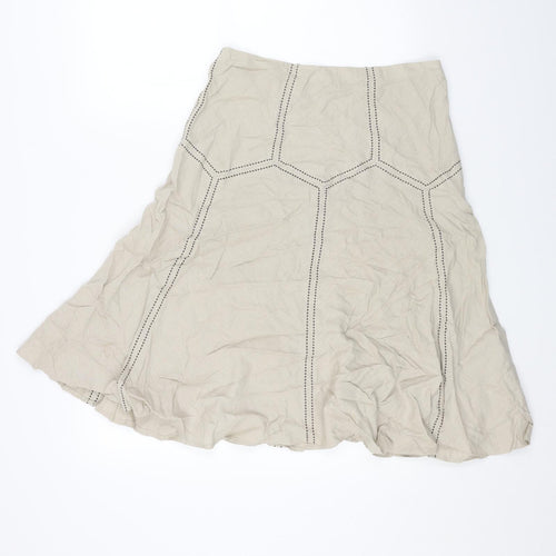 Marks and Spencer Womens Brown Geometric Linen Swing Skirt Size 12