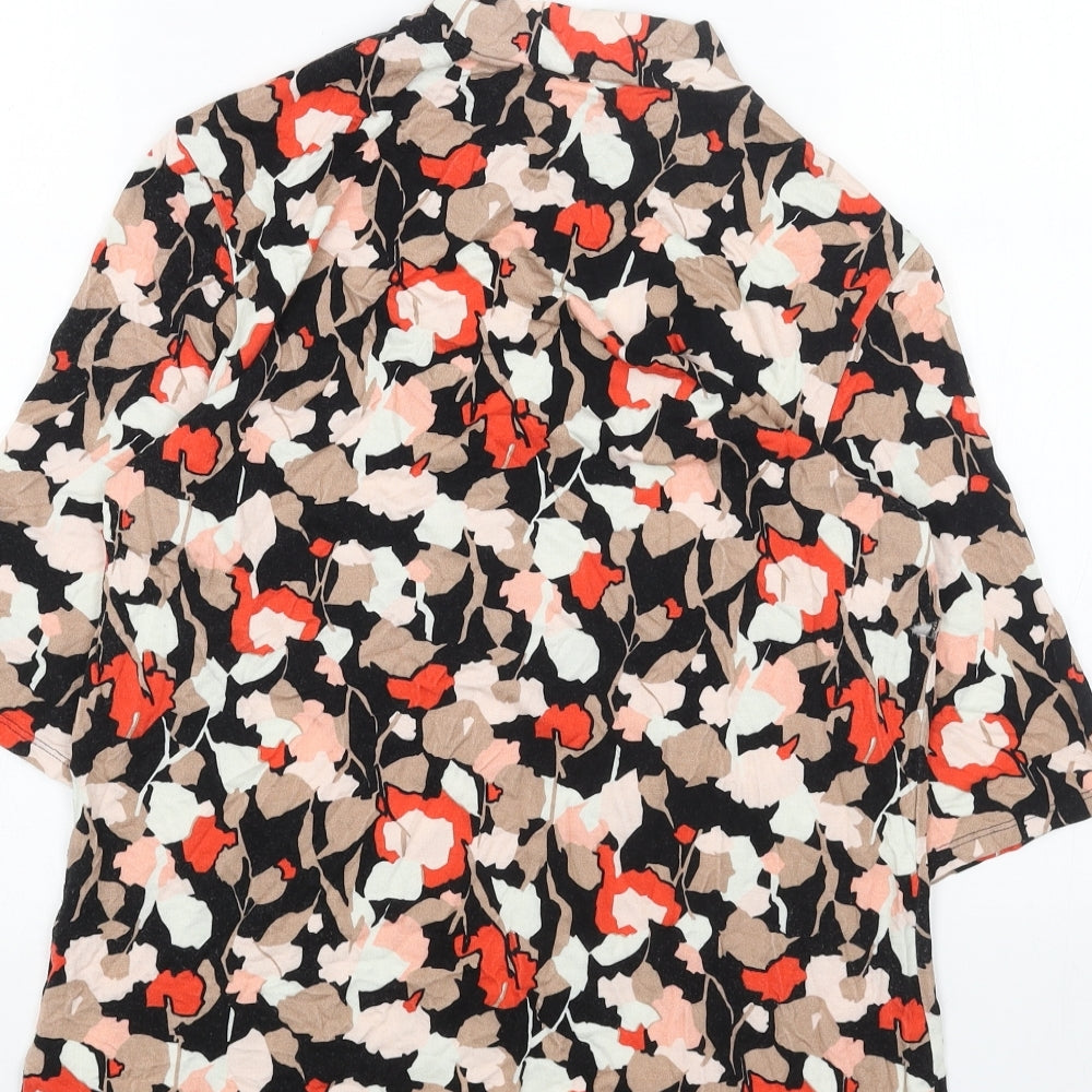 Ted Baker Womens Red Geometric Cotton Basic T-Shirt Size M Mock Neck