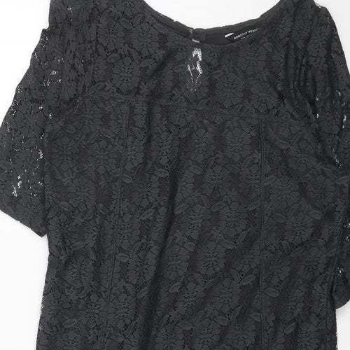 Dorothy Perkins Womens Grey Floral Polyester A-Line Size 14 Round Neck Pullover