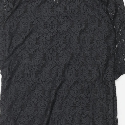 Dorothy Perkins Womens Grey Floral Polyester A-Line Size 14 Round Neck Pullover