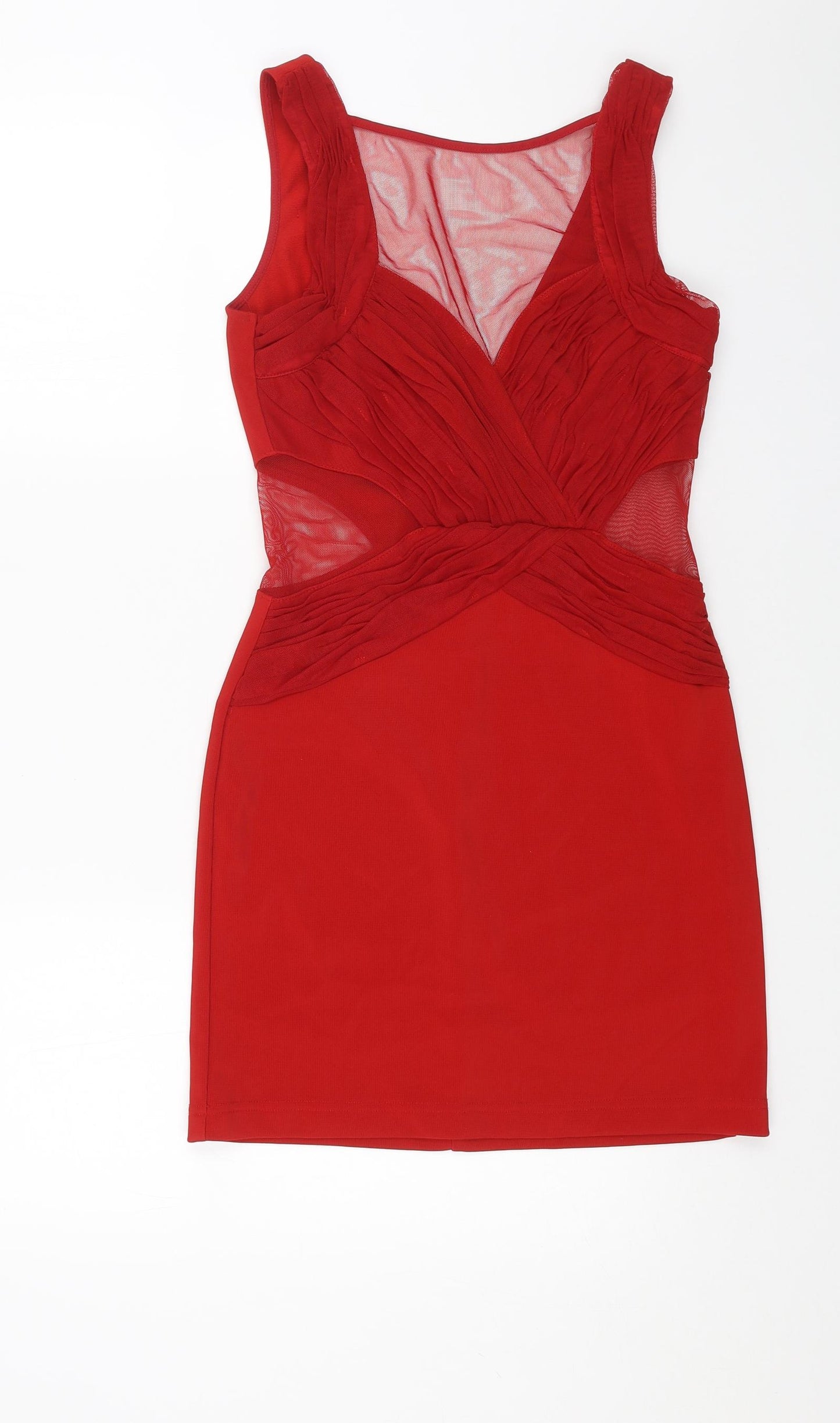 Lipsy Womens Red Polyester Bodycon Size 12 Round Neck Pullover