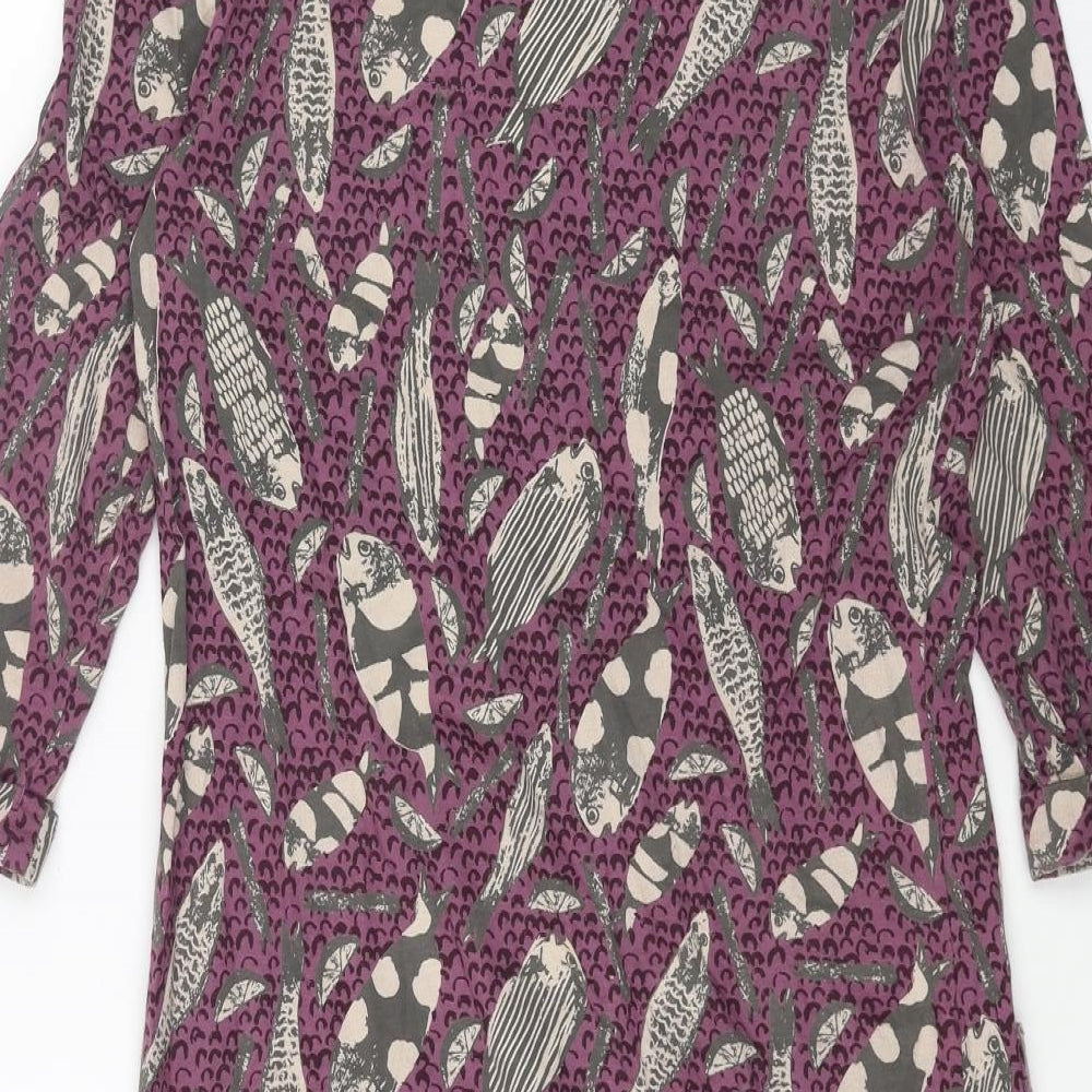 White Stuff Womens Purple Geometric Cotton A-Line Size 10 Round Neck Pullover