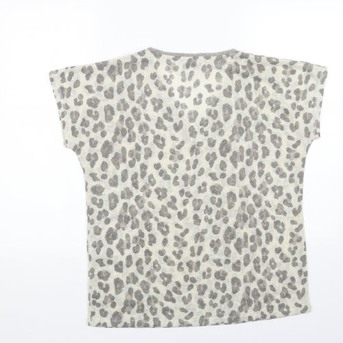Soyaconcept Womens Grey V-Neck Animal Print Polyester Pullover Jumper Size M - Leopard Pattern