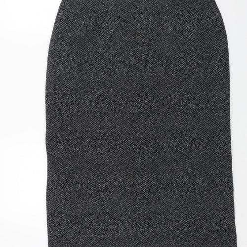 Preworn Womens Grey Herringbone Polyester Straight & Pencil Skirt Size 38 in