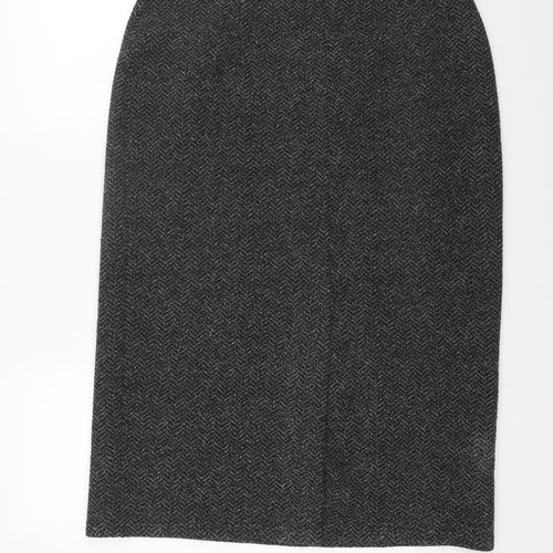 Preworn Womens Grey Herringbone Polyester Straight & Pencil Skirt Size 38 in