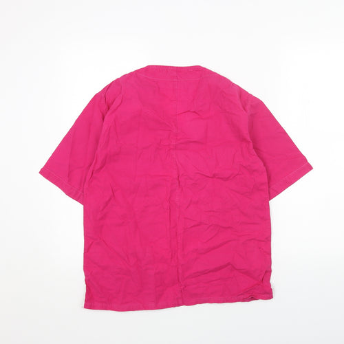 Preworn Womens Pink Linen Basic Blouse Size 3XL V-Neck