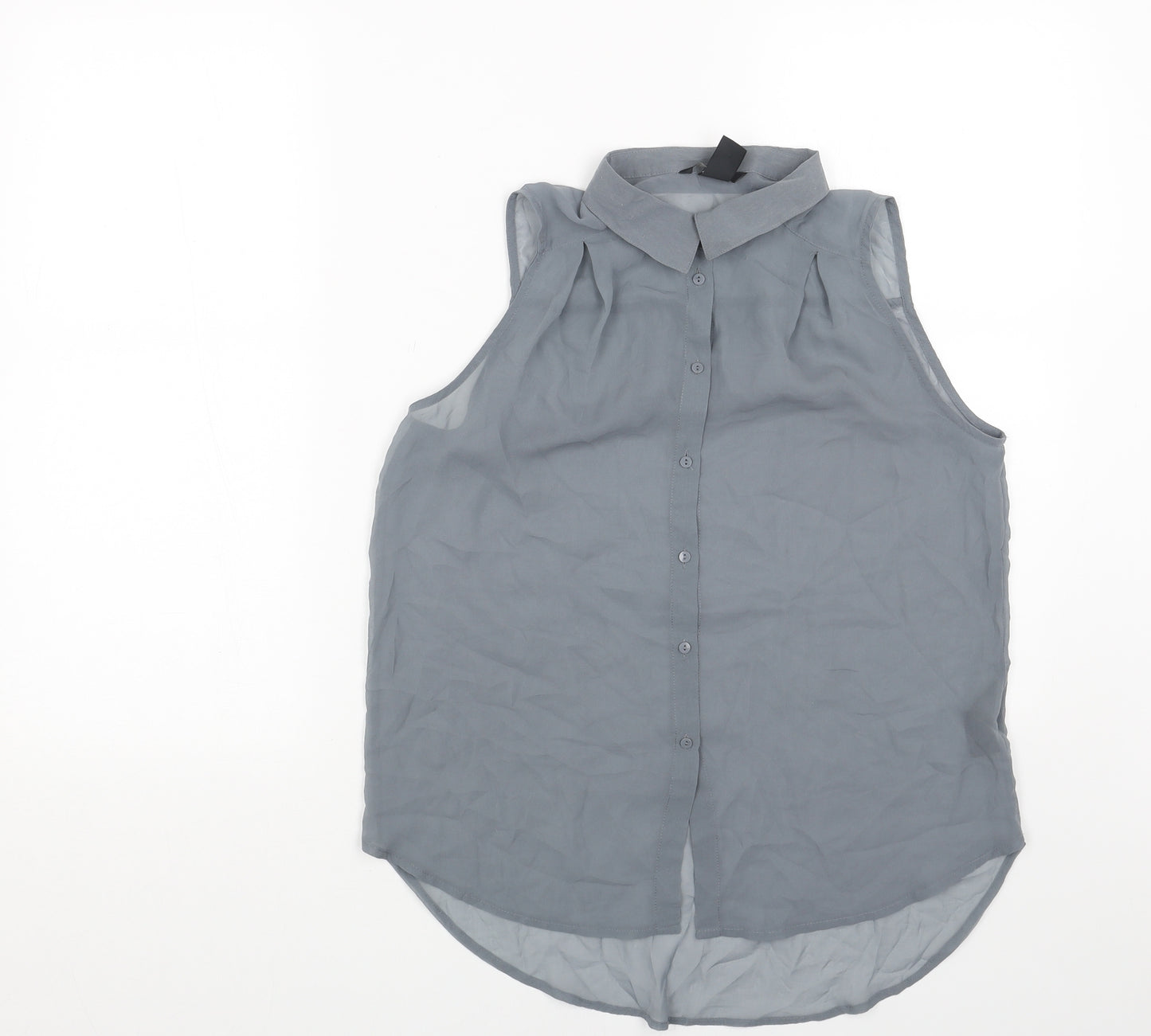 H&M Womens Grey Polyester Basic Tank Size 4 Collared