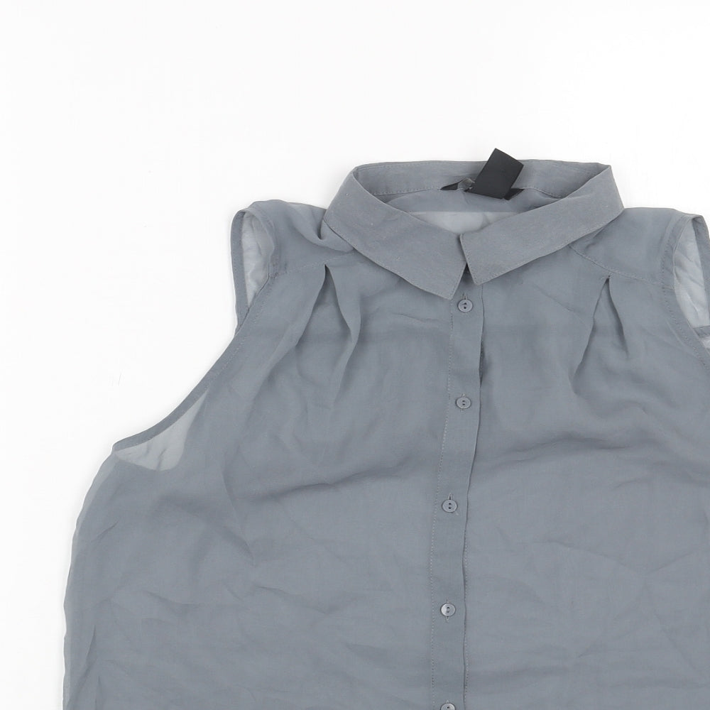 H&M Womens Grey Polyester Basic Tank Size 4 Collared