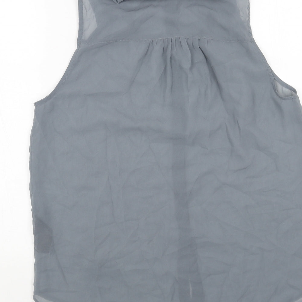 H&M Womens Grey Polyester Basic Tank Size 4 Collared