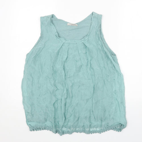 Viola Womens Green Polyester Basic Tank Size L Round Neck