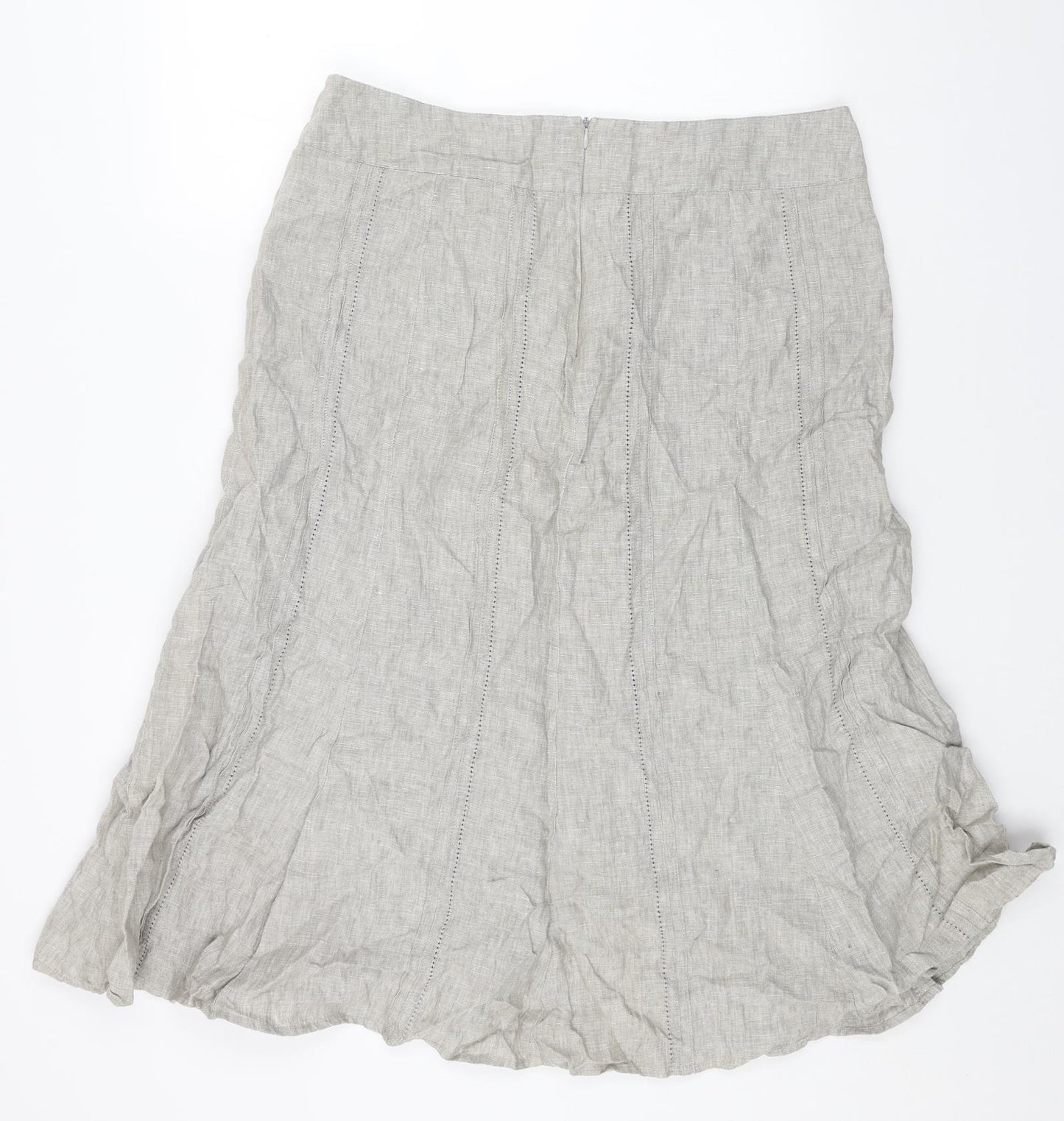 TU Womens Grey Linen Swing Skirt Size 16 Zip