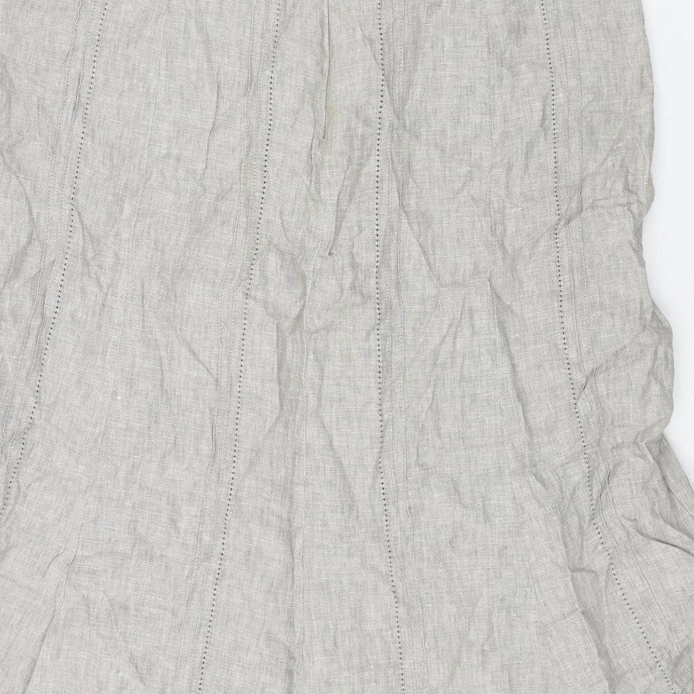 TU Womens Grey Linen Swing Skirt Size 16 Zip
