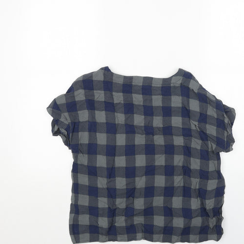 Jack Wills Womens Grey Check Viscose Basic Blouse Size 12 Boat Neck