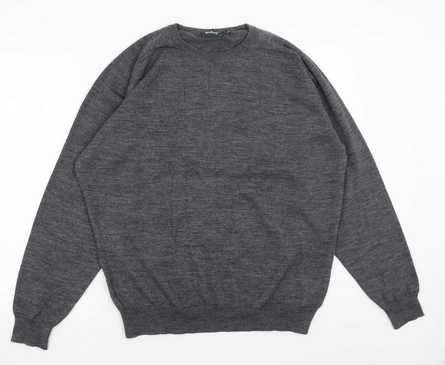 WOOLSEY Mens Grey Round Neck Acrylic Pullover Jumper Size XL Long Sleeve