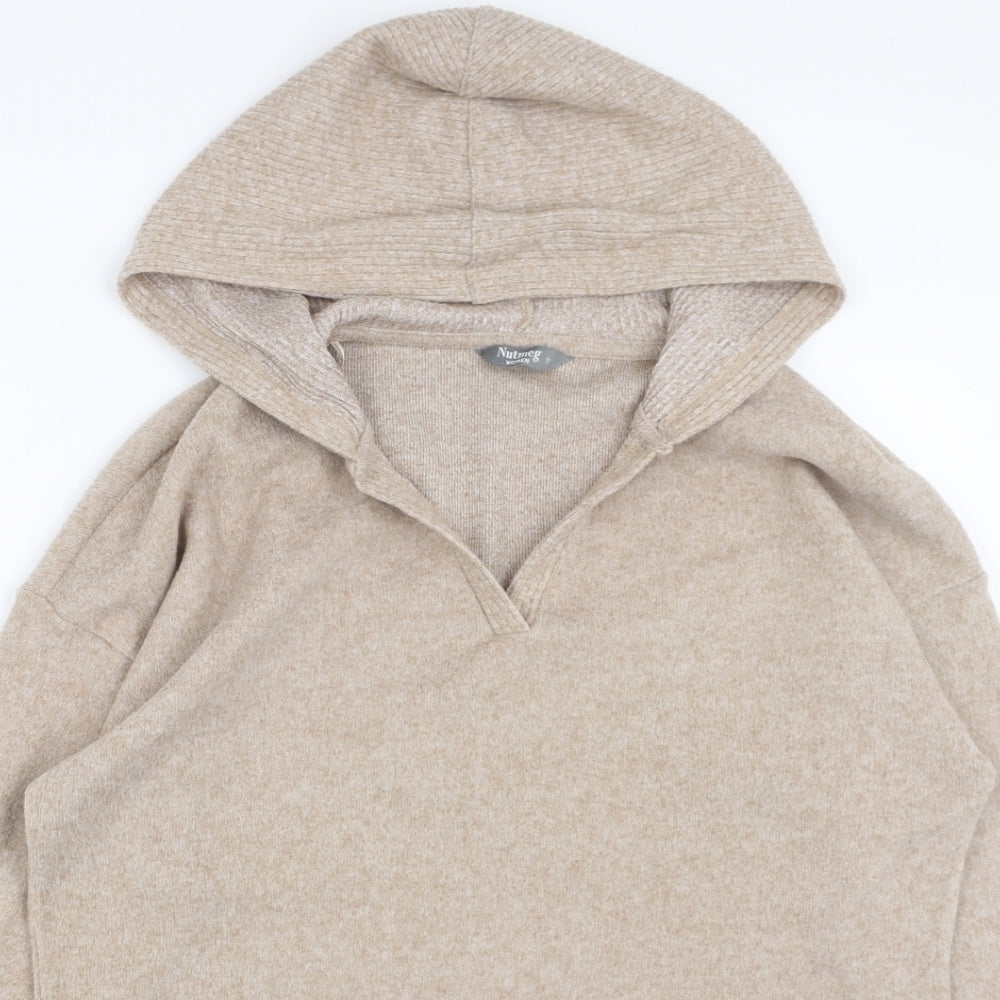 Nutmeg Womens Beige Polyester Pullover Hoodie Size 12 Pullover