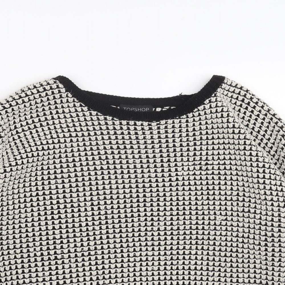 Topshop Womens Black Round Neck Acrylic Pullover Jumper Size 8