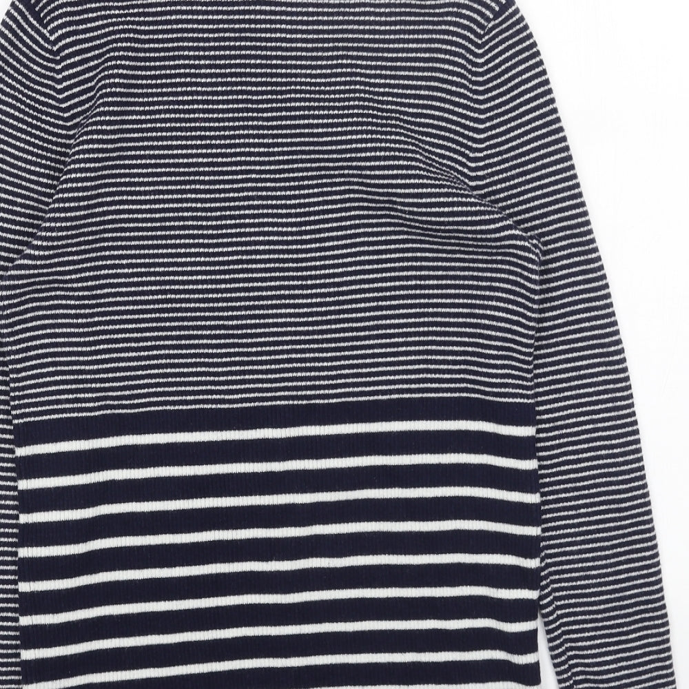 Gap Womens Blue Boat Neck Striped Nylon Pullover Jumper Size S