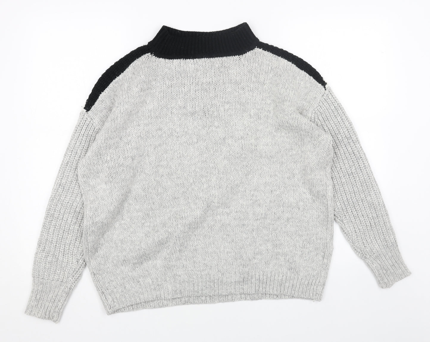 Matalan Womens Grey Mock Neck Acrylic Pullover Jumper Size M