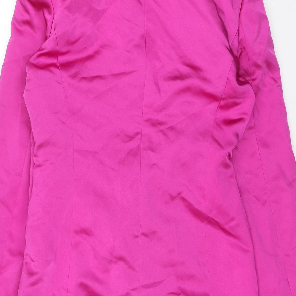 Zara Womens Pink Polyester Bodycon Size M V-Neck Zip