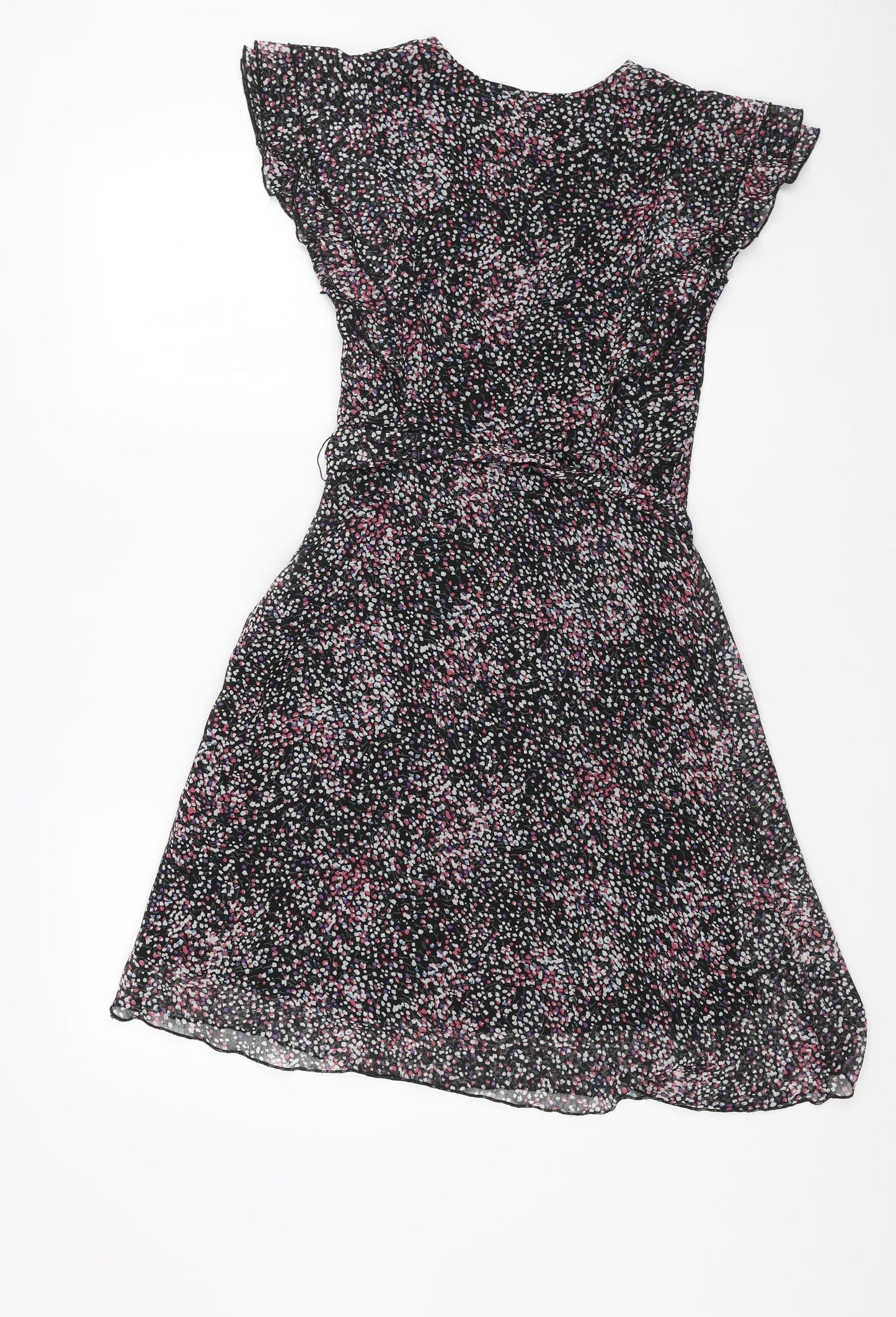 Dorothy Perkins Womens Black Geometric Polyester A-Line Size 8 Boat Neck Zip
