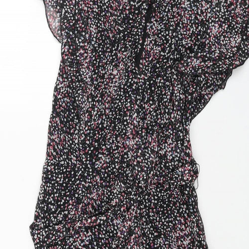 Dorothy Perkins Womens Black Geometric Polyester A-Line Size 8 Boat Neck Zip