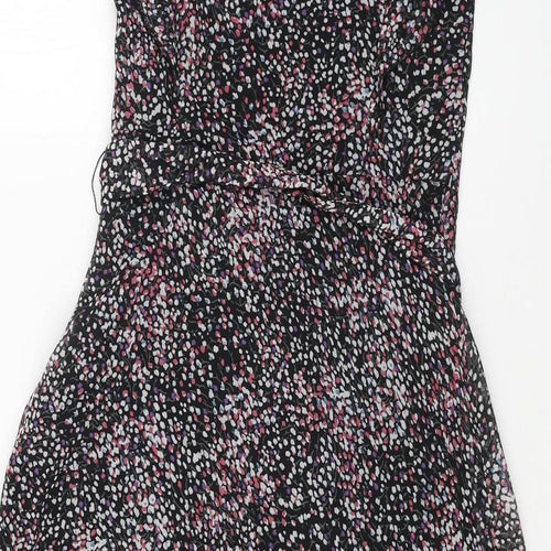 Dorothy Perkins Womens Black Geometric Polyester A-Line Size 8 Boat Neck Zip