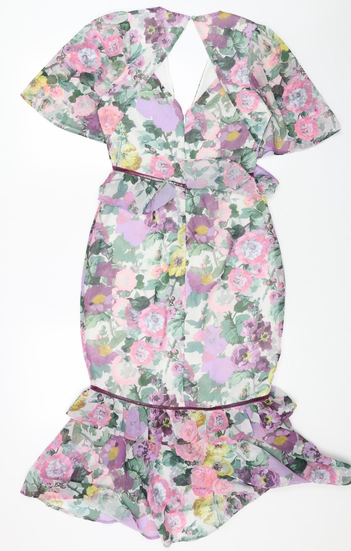 HOPE&IVY Womens Multicoloured Floral Polyester Pencil Dress Size 6 V-Neck Zip - Fishtail
