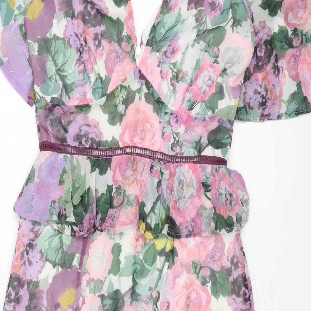 HOPE&IVY Womens Multicoloured Floral Polyester Pencil Dress Size 6 V-Neck Zip - Fishtail