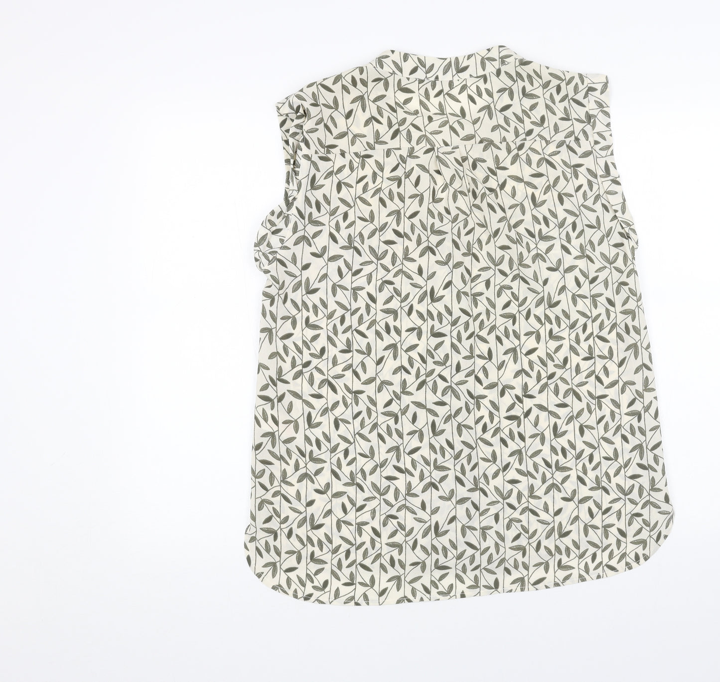 Apricot Womens Beige Floral Polyester Basic Blouse Size 10 V-Neck - Leaf Print