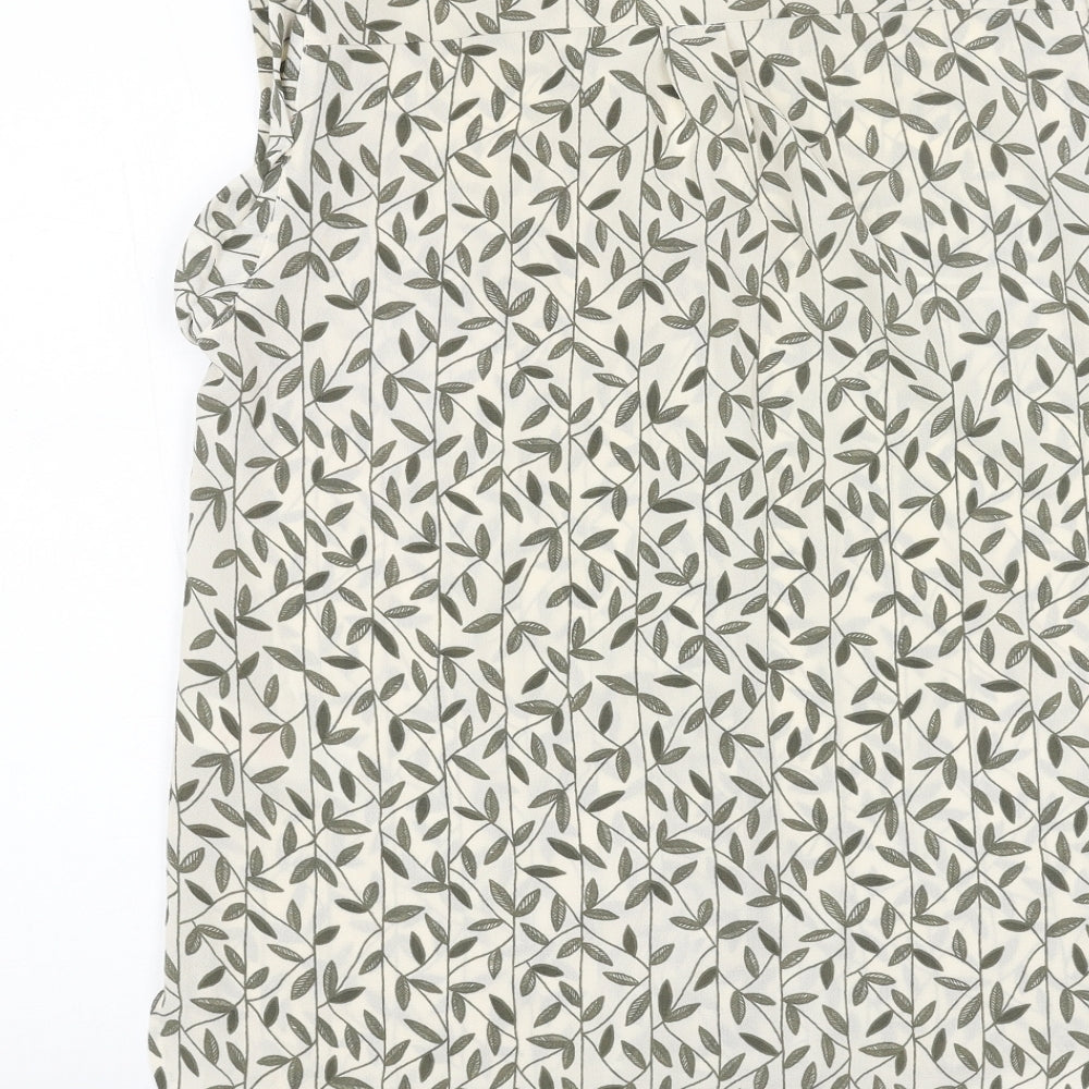 Apricot Womens Beige Floral Polyester Basic Blouse Size 10 V-Neck - Leaf Print