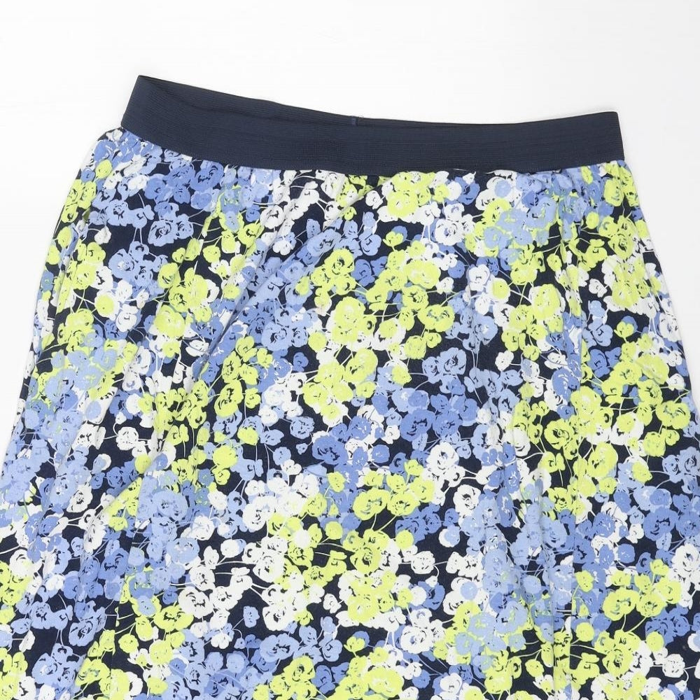 Cotton Traders Womens Blue Floral Viscose Swing Skirt Size 14