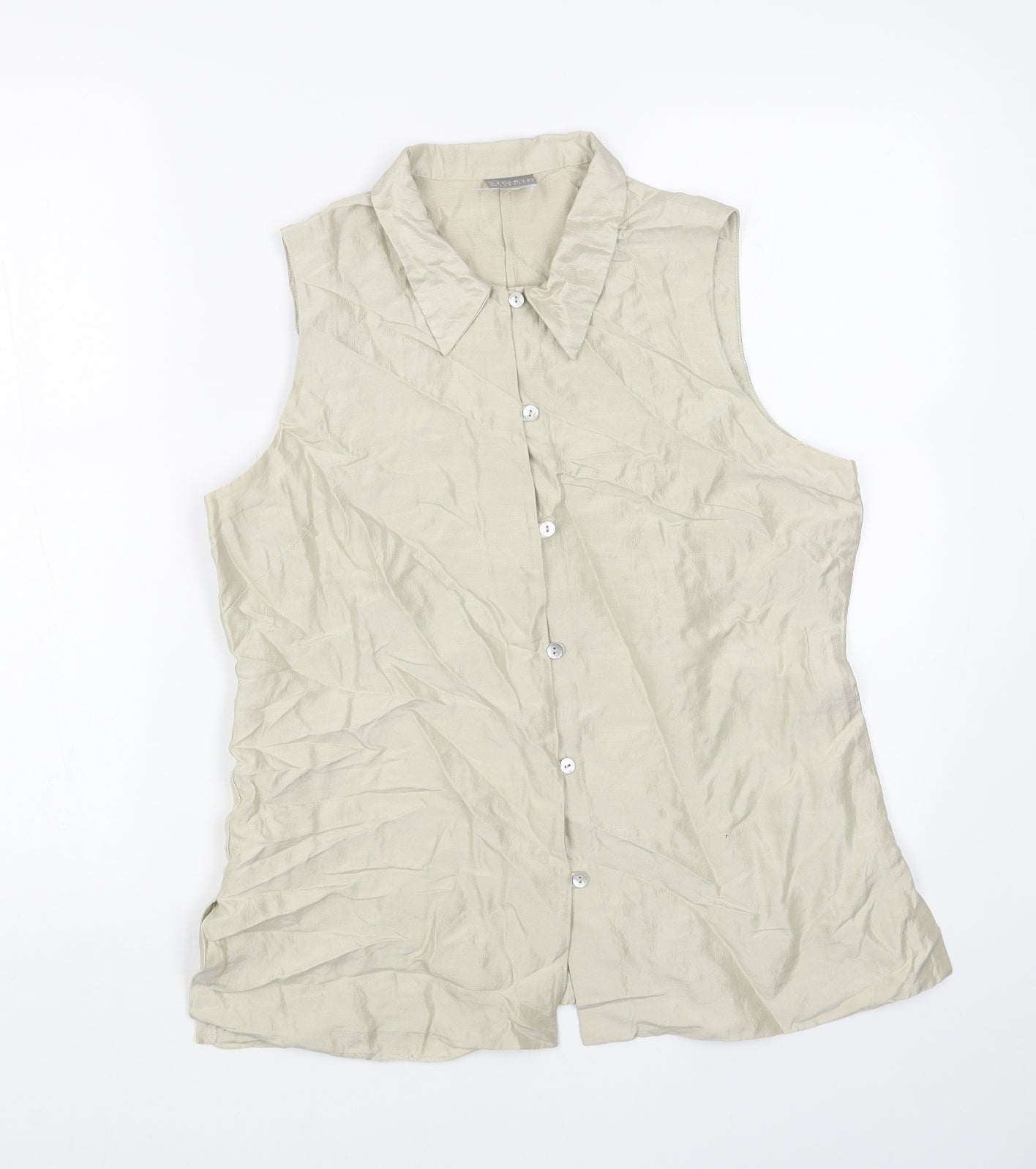 Sigrid Olsen Womens Beige Viscose Basic Button-Up Size M Collared